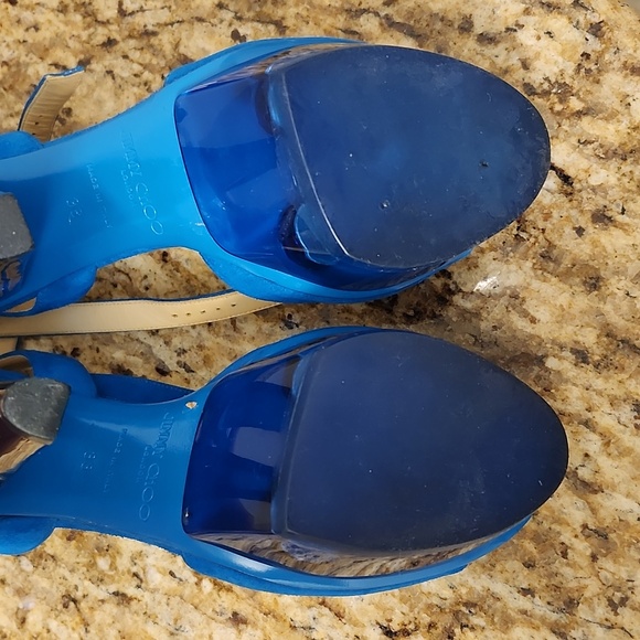 Jimmy Choo Blue Suede Niagara Sue Platform Heels - Picture 13 of 15